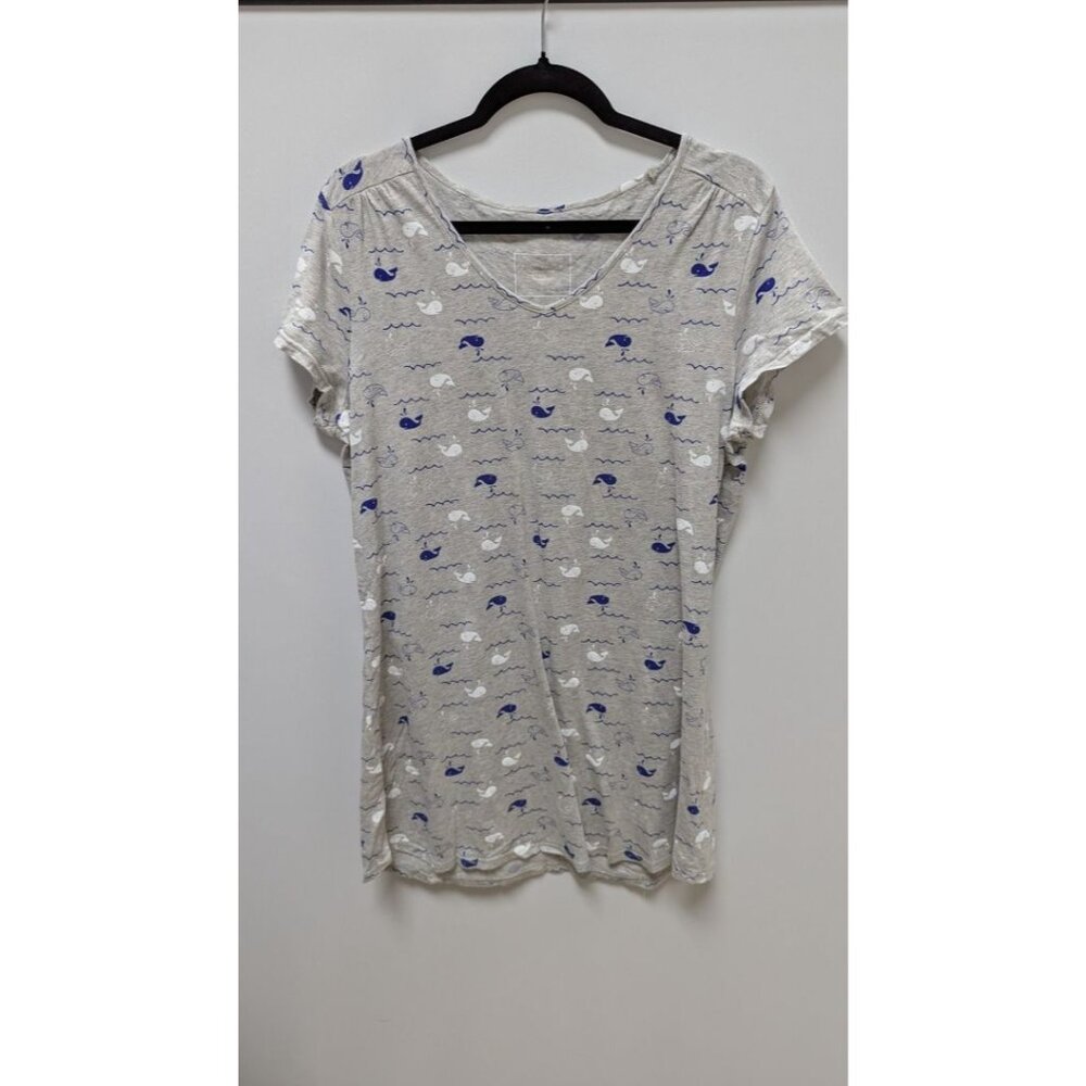 Charter Club Intimates Grey/Blue/White Whale Pattern Nightgown Dress